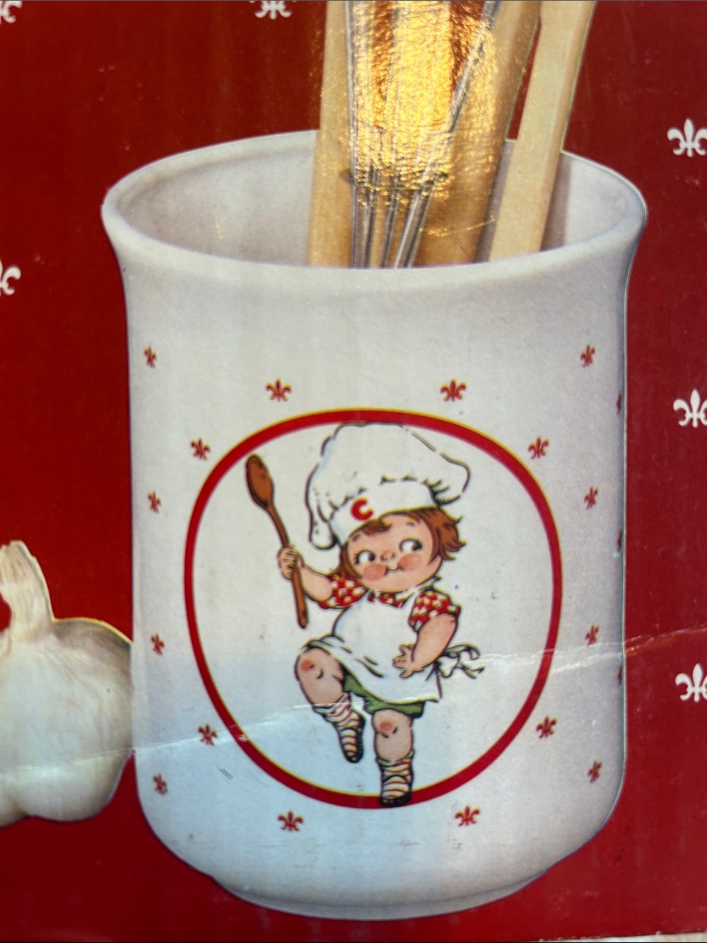 White Ceramic Kitchen Utensil Caddy